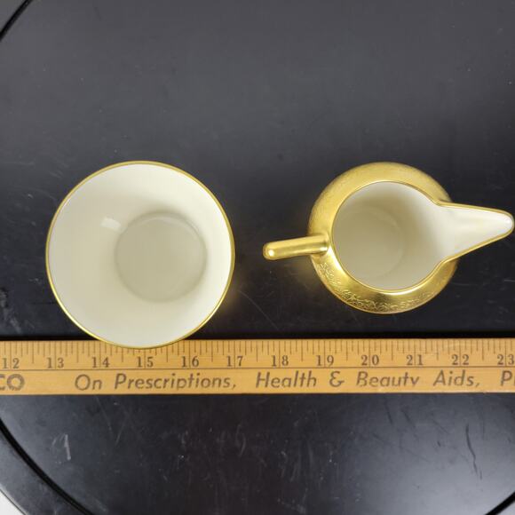 VINTAGE Pickard China Rose And Daisy 486 Gold Ceramic Creamer & Sugar Bowl Set - Picture 11 of 15